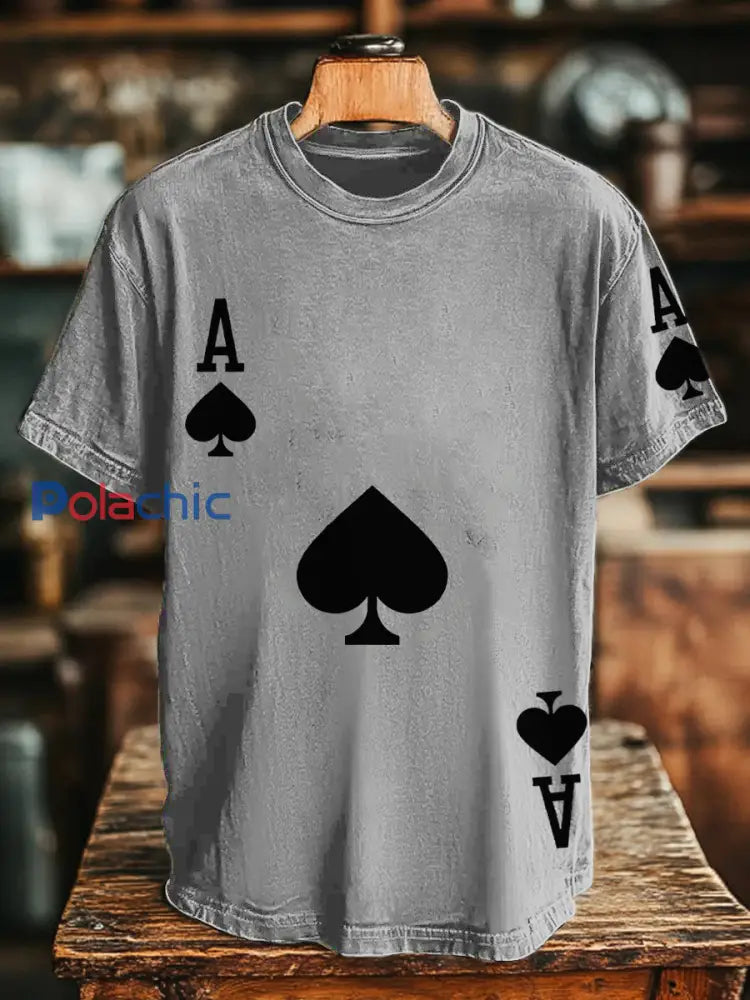 Tee-shirts de poker unisexe Ace of Spades Gris / S
