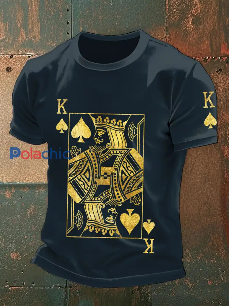 Tee shirts homme poker art print bleu marine / S