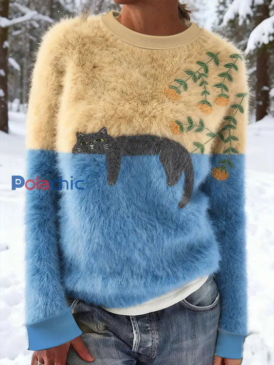 Top décontracté à imprimé chat pour femmes comme image / S