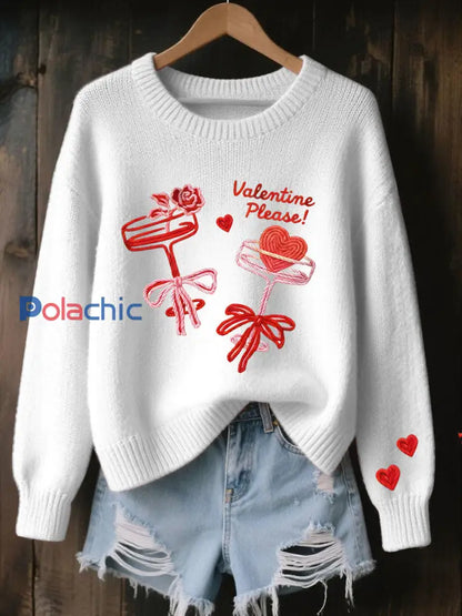 Top décontracté à imprimé cocktail en forme de coeur pour femmes Blanc / S