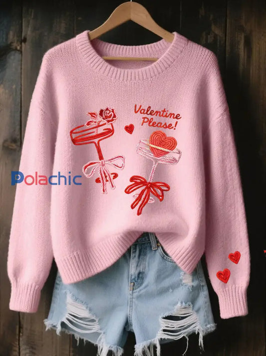 Top décontracté à imprimé cocktail en forme de coeur pour femmes Rose / S