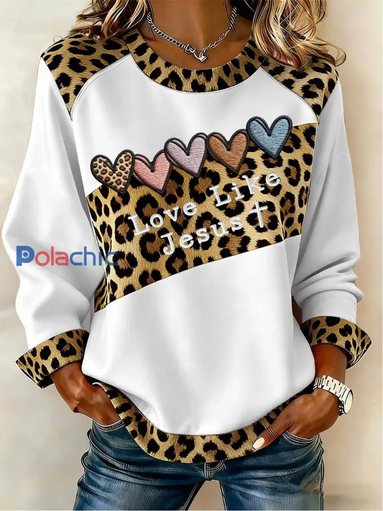 Top décontracté à imprimé croisé Love Femme Blanc / S