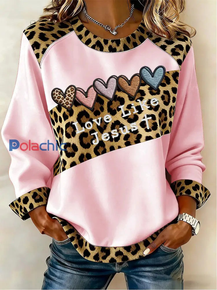 Top décontracté à imprimé croisé Love Femme Rose / S