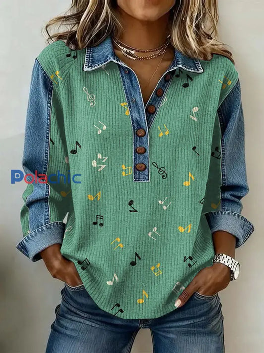 Top décontracté à imprimé floral vintage pour femmes comme image / S