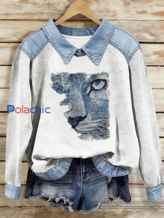 Top décontracté Cat Art Print pour femmes Blanc / S
