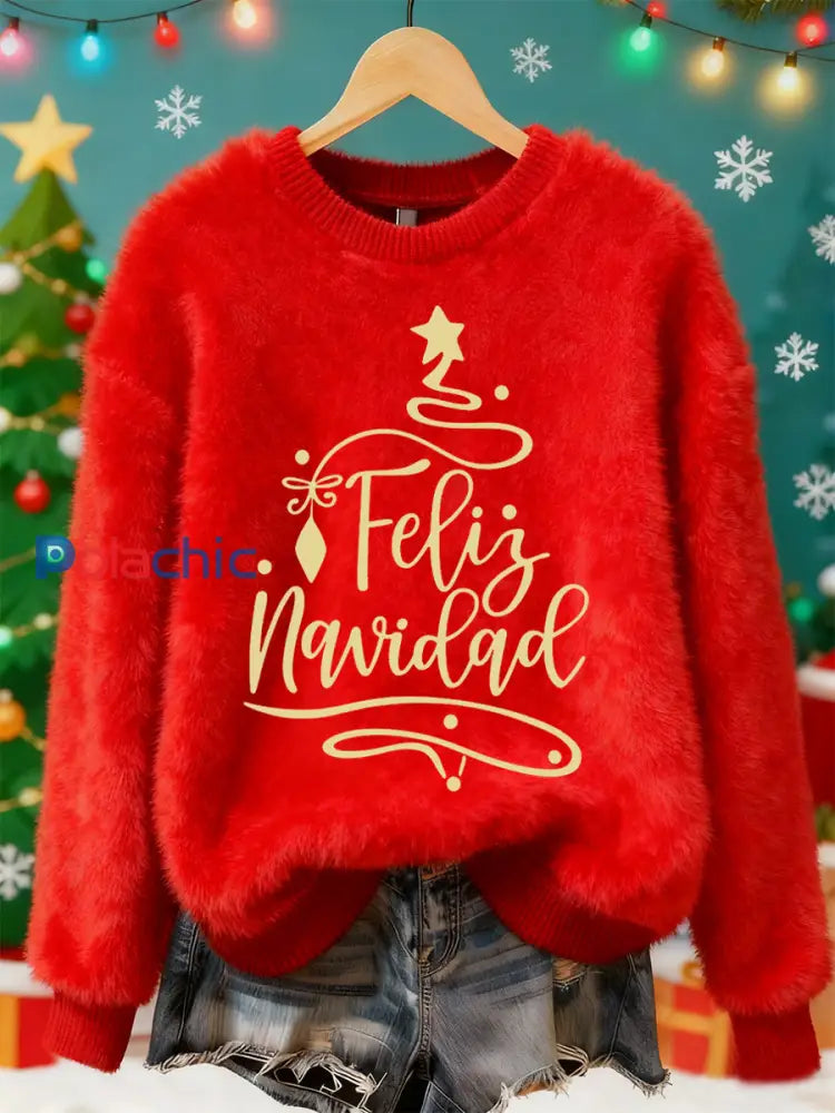 Top Décontracté en Flanelle Imprimé Art de Noël Animal Rétro Femme A / S
