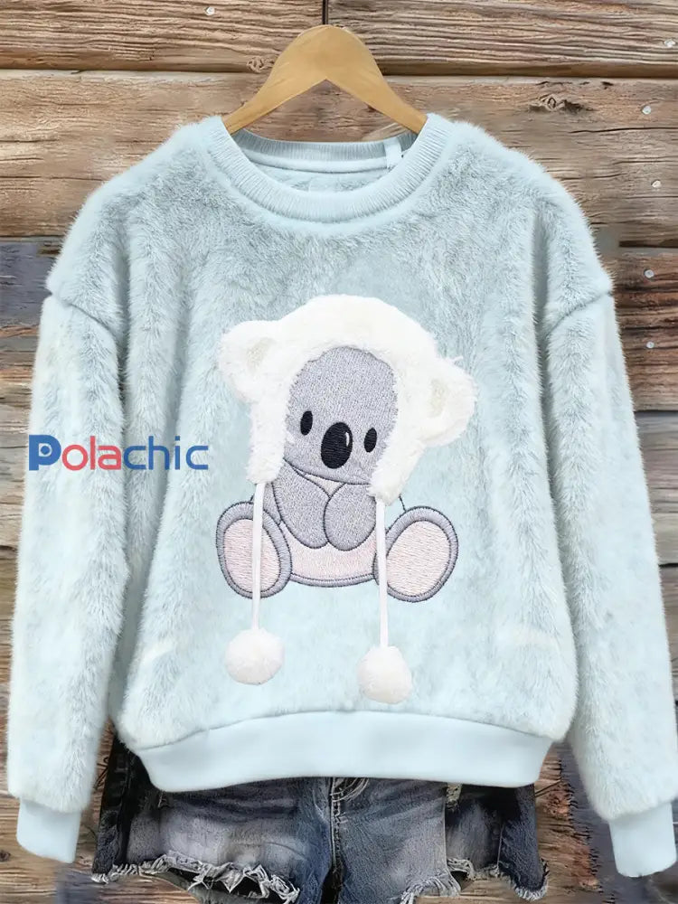 Top Décontracté en Flanelle Imprimé Art de Noël Animal Rétro Femme A / S