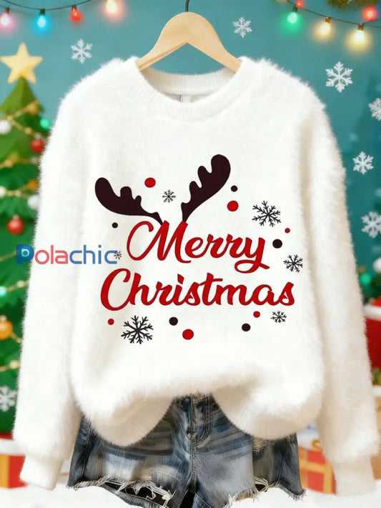 Top Décontracté en Flanelle Imprimé Art de Noël Animal Rétro Femme A / S