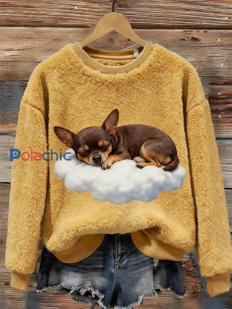 Top Décontracté en Flanelle Imprimé Art de Noël Animal Rétro Femme A / S