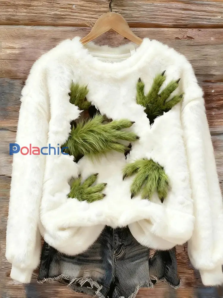 Top Décontracté en Flanelle Imprimé Art de Noël Animal Rétro Femme A / S
