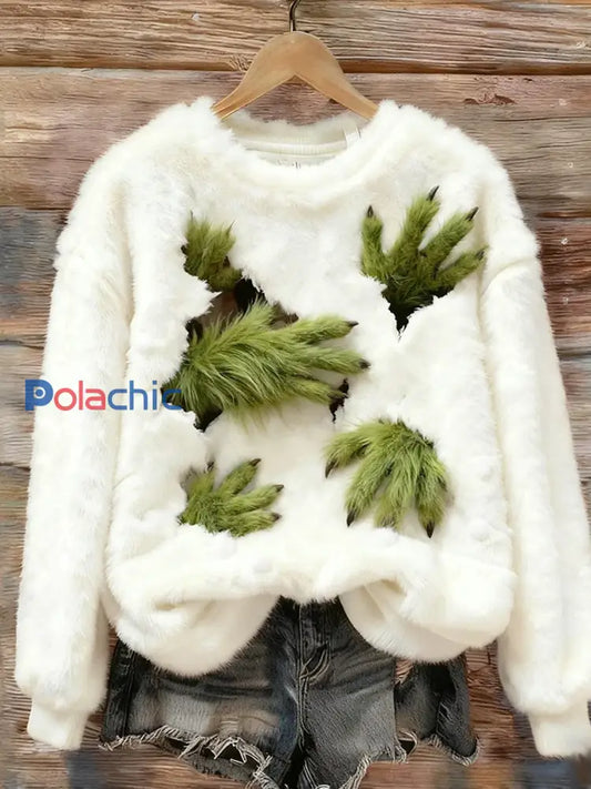 Top Décontracté en Flanelle Imprimé Art de Noël Animal Rétro Femme A / S