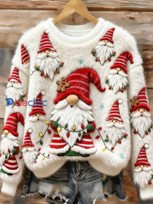 Top Décontracté en Flanelle Imprimé Art de Noël Animal Rétro Femme A / S