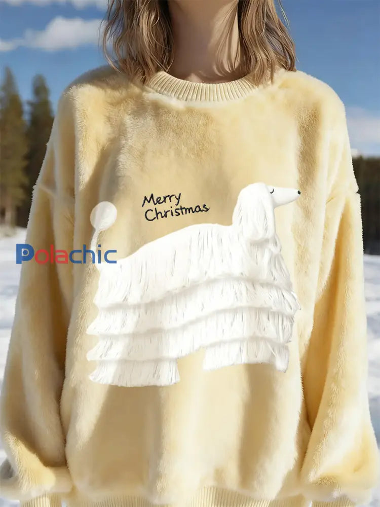 Top Décontracté en Flanelle Imprimé Art de Noël Animal Rétro Femme A / S
