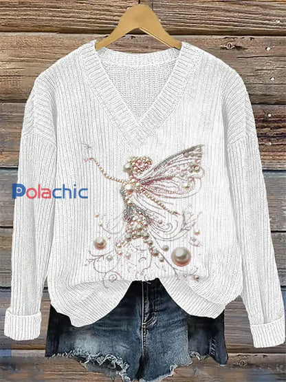 Top Décontracté Femme Rose Imprimé Perle Blanc / S