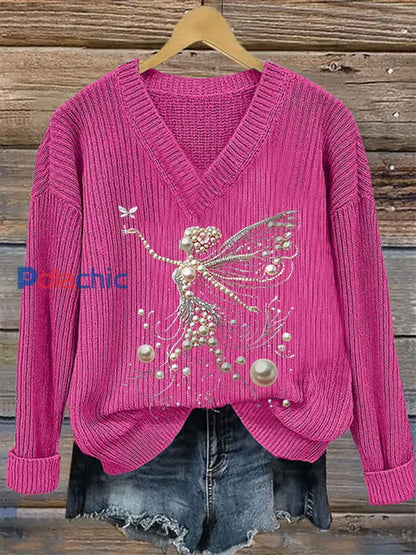 Top Décontracté Femme Rose Imprimé Perle Rose Rouge / S
