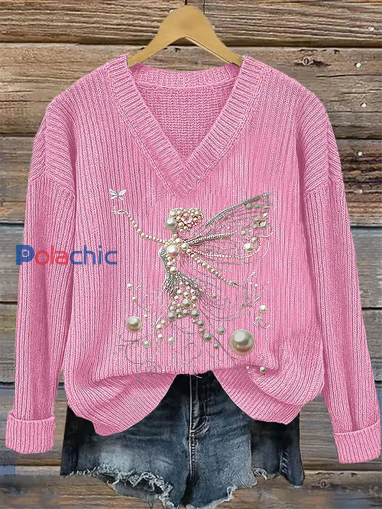 Top Décontracté Femme Rose Imprimé Perle Rose / S
