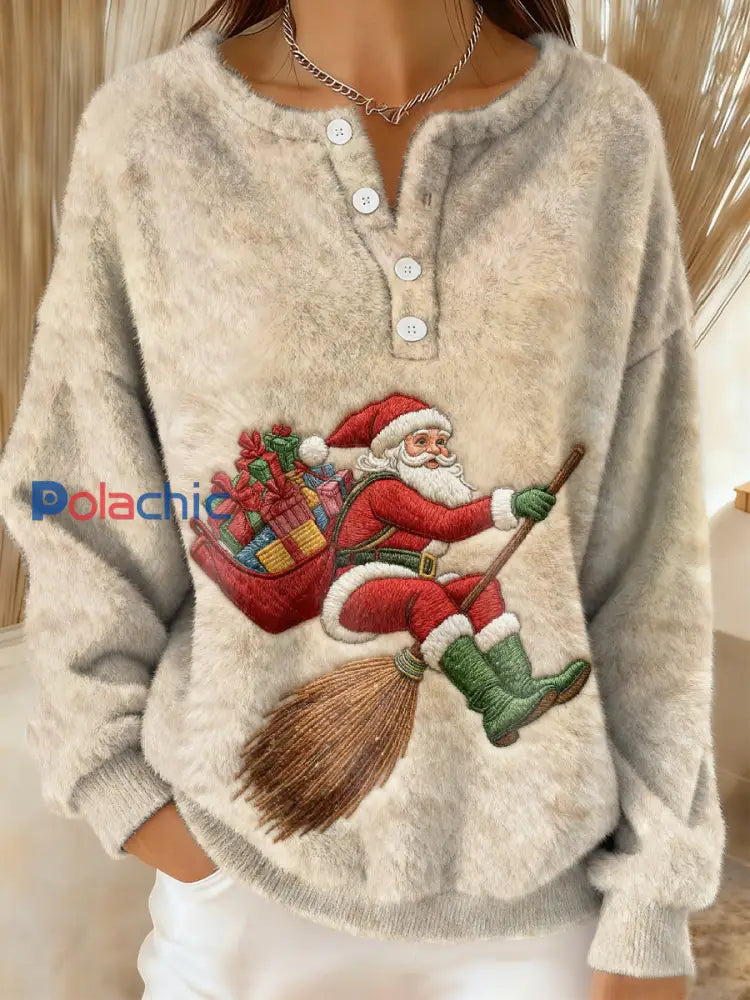 Top décontracté imprimé magnifique père Noël pour femmes comme image / S