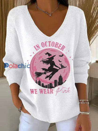 Top décontracté imprimé rose In october We Wear pour femme Blanc / S