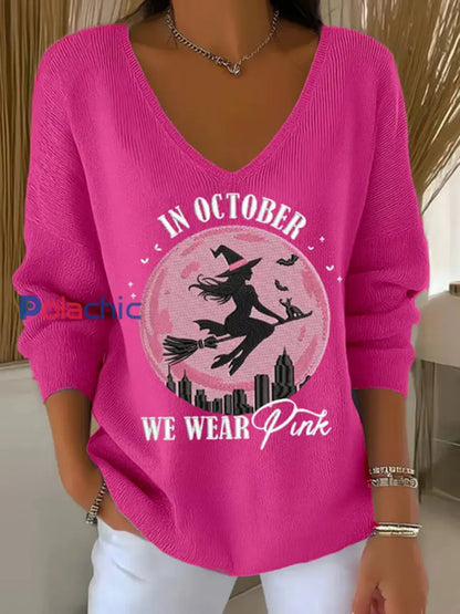 Top décontracté imprimé rose In october We Wear pour femme Rose Rouge / S