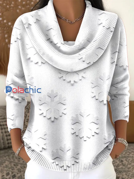 Top Femme Blanc Flocon De Neige Imprimé 3D-AutumnWinter Blanc / S