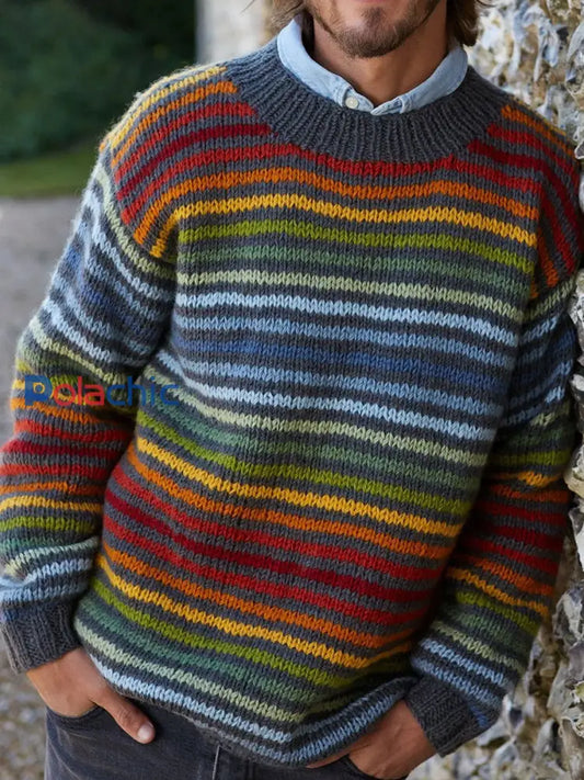 Tops à rayures automne et hiver pour hommes comme image / S