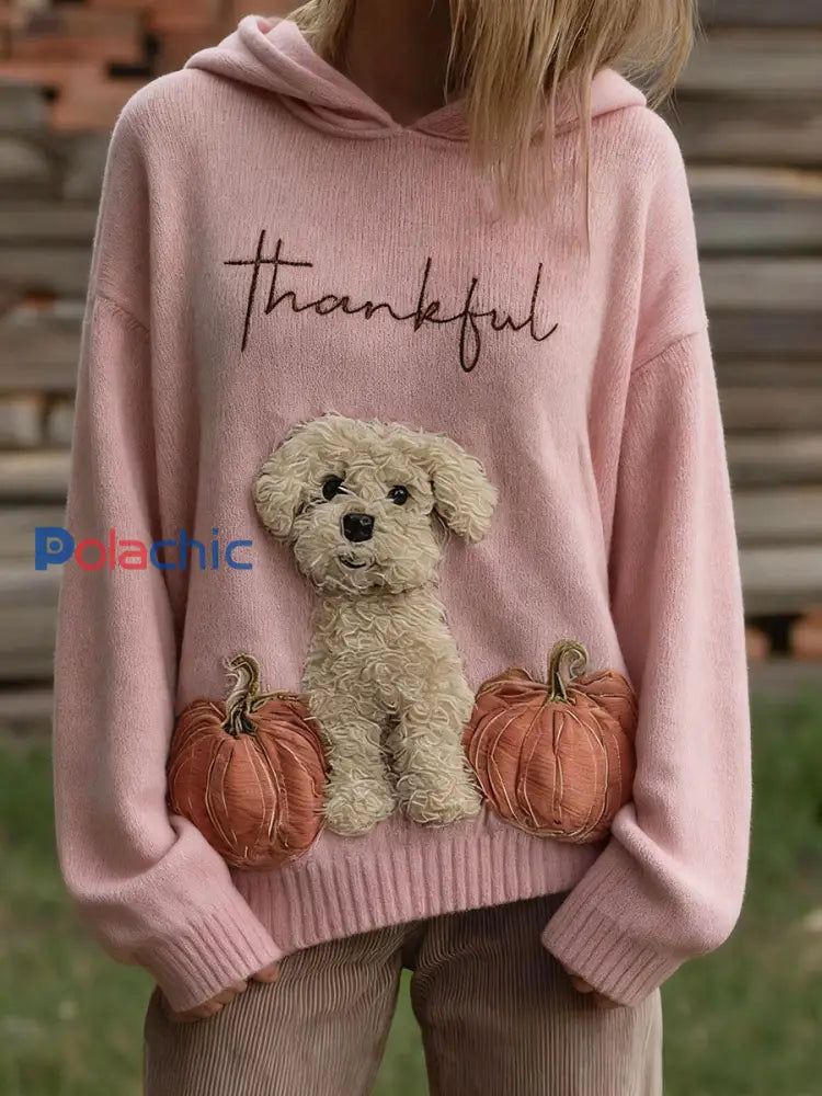 Tops de chien citrouille d’automne pour femmes Rose / S
