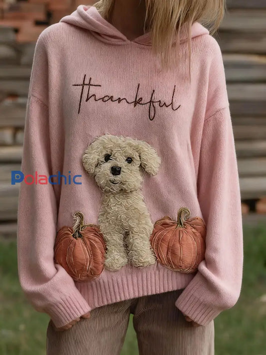 Tops de chien citrouille d’automne pour femmes Rose / S