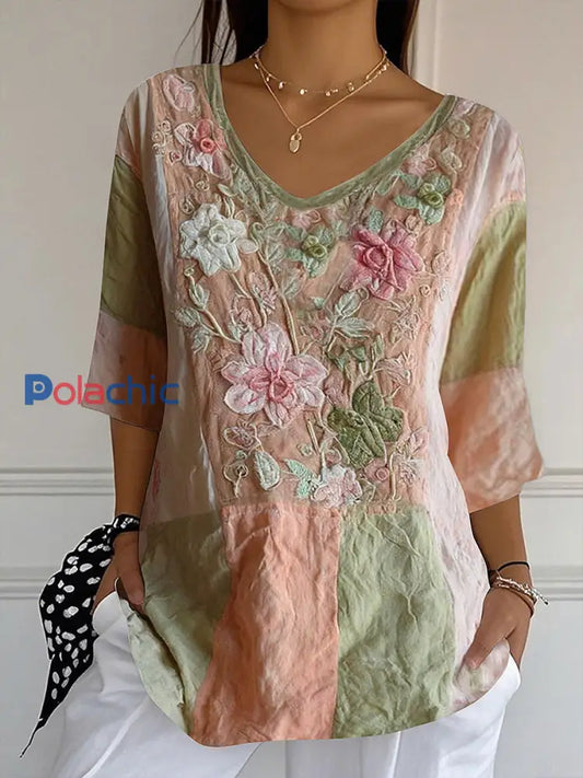 Tops Femme Rose Imprimé Floral Cancer Du Sein comme image / S