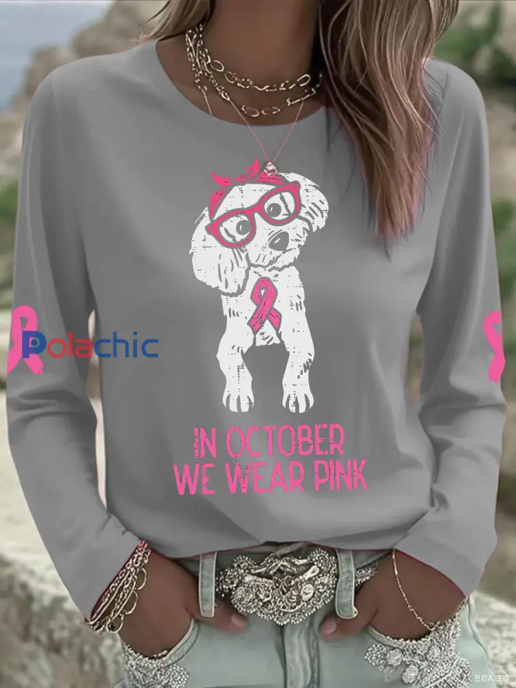 Tops imprimés pour femmes Cancer du sein Gris / S