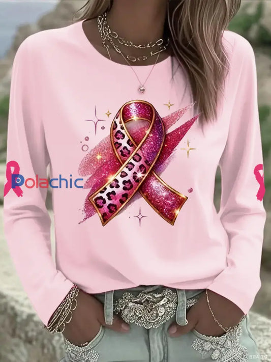 Tops imprimés pour femmes Cancer du sein Rose / S