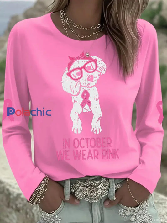 Tops imprimés pour femmes Cancer du sein Rose / S