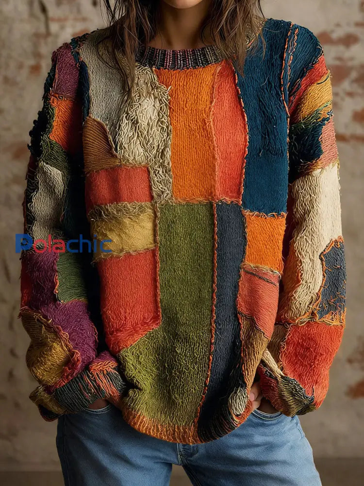 Tops Vintage à Imprimé Géométrique Femme comme image / S