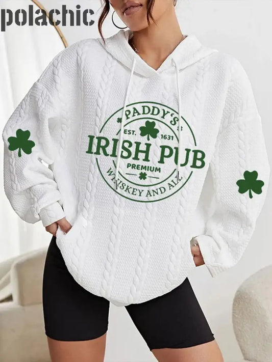 Trèfle Imprimé Mode À Capuche Manches Longues Vintage St. Patrick’s Day Sweatshirt