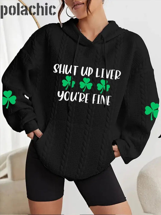 Trèfle Imprimé Mode À Capuche Manches Longues Vintage St. Patrick’s Day Sweatshirt