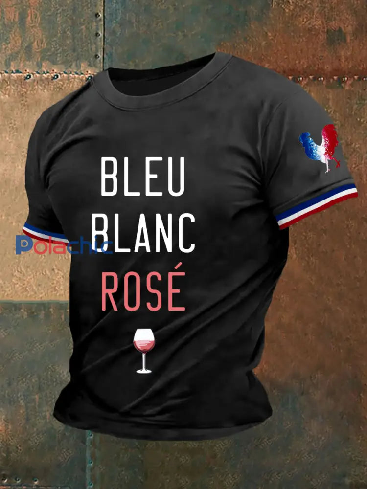 Tshirt Homme Bleu Blanc Rose Manches Courtes Noir / S