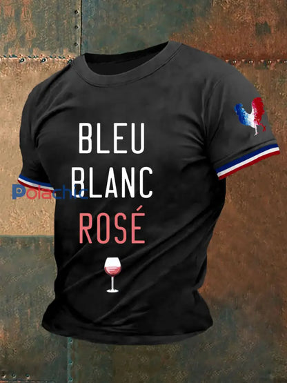 Tshirt Homme Bleu Blanc Rose Manches Courtes Noir / S