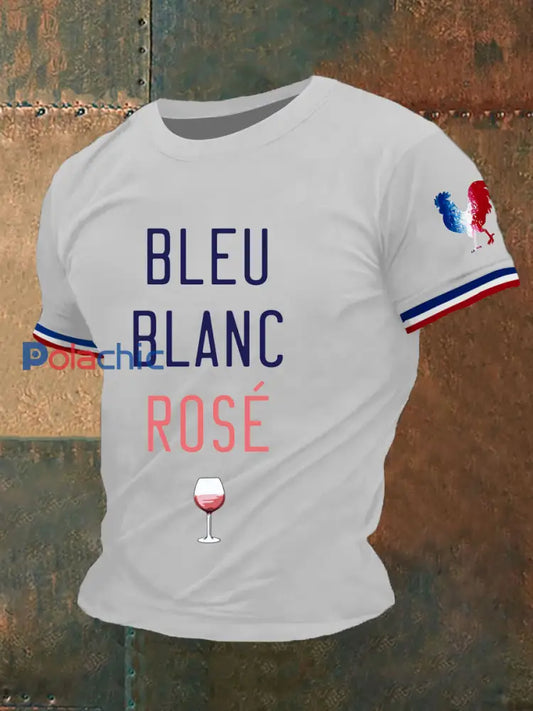 Tshirt Homme Bleu Blanc Rose Manches Courtes Blanc / S