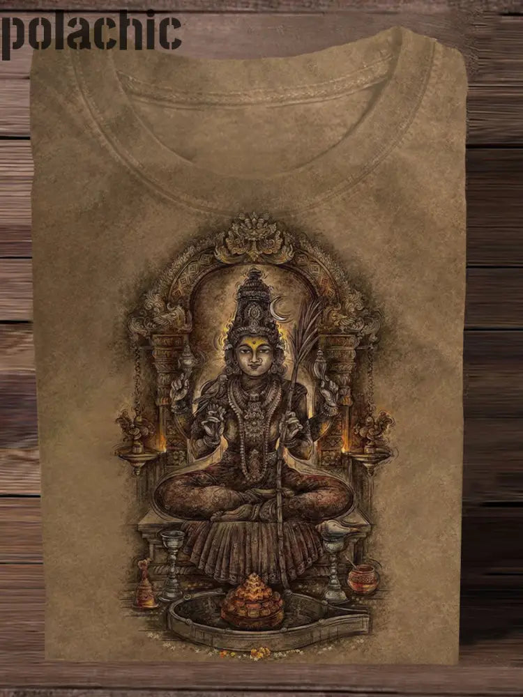 Unisexe Seigneur Shiva Art Imprimer T-Shirt Décontracté À Manches Courtes