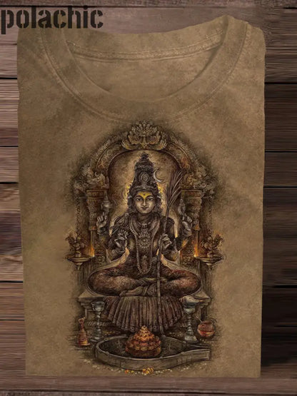 Unisexe Seigneur Shiva Art Imprimer T-Shirt Décontracté À Manches Courtes A / S