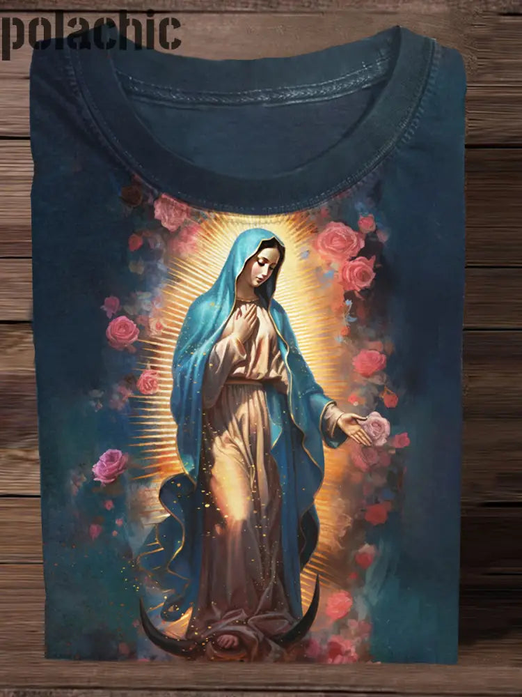 Unisexe Vintage Renaissance Madonna Art Peinture Imprimer T-Shirt Décontracté À Manches Courtes