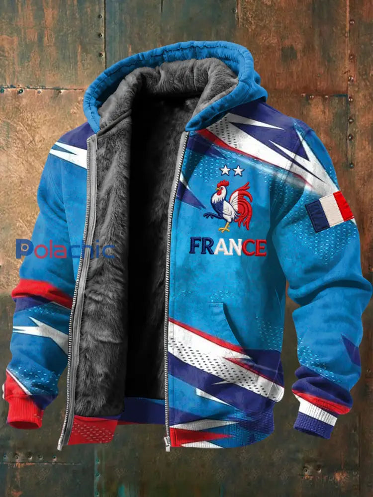 Veste à capuche avec doublure en molleton géométrique abstraite coq français rétro Multicolore / S