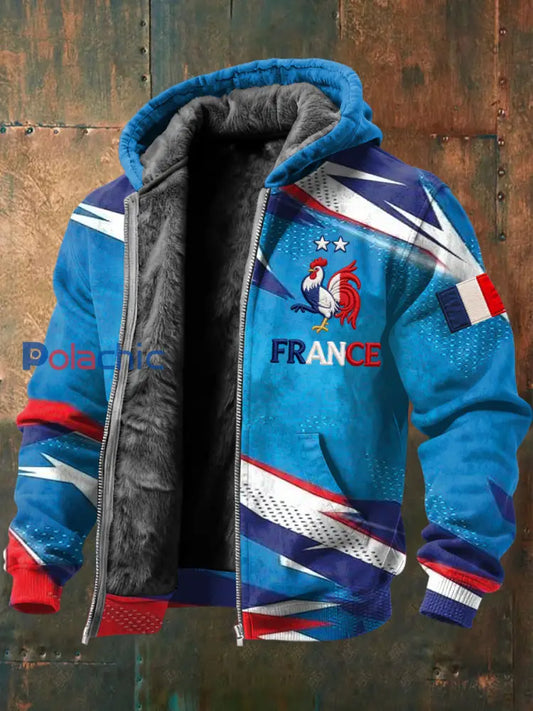 Veste à capuche avec doublure en molleton géométrique abstraite coq français rétro Multicolore / S