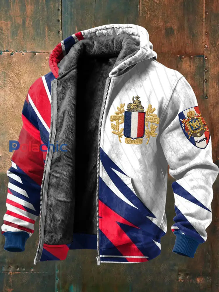 Veste à capuche doublée de molleton à motif géométrique rétro French Badge Multicolore / S