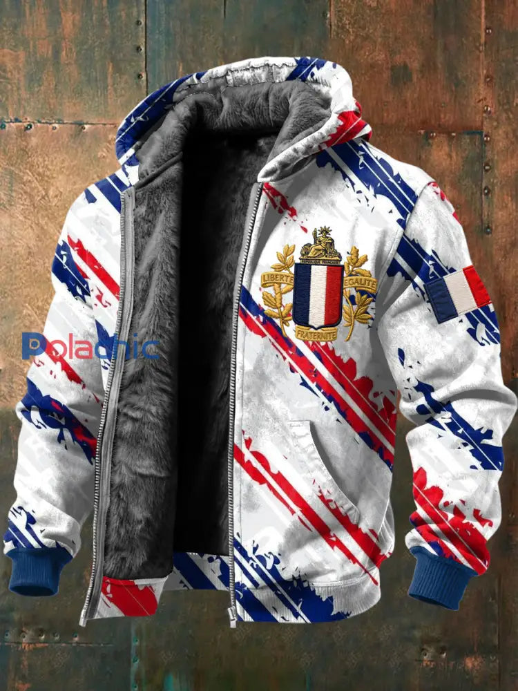 Veste à capuche doublée de molleton rétro emblème français à rayures abstraites Multicolore / S