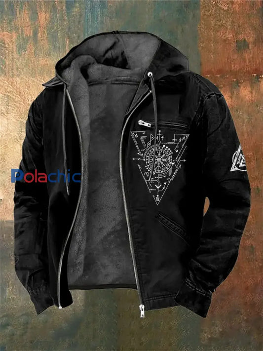 Veste à capuche à manches longues imprimée Viking Triangle pour hommes