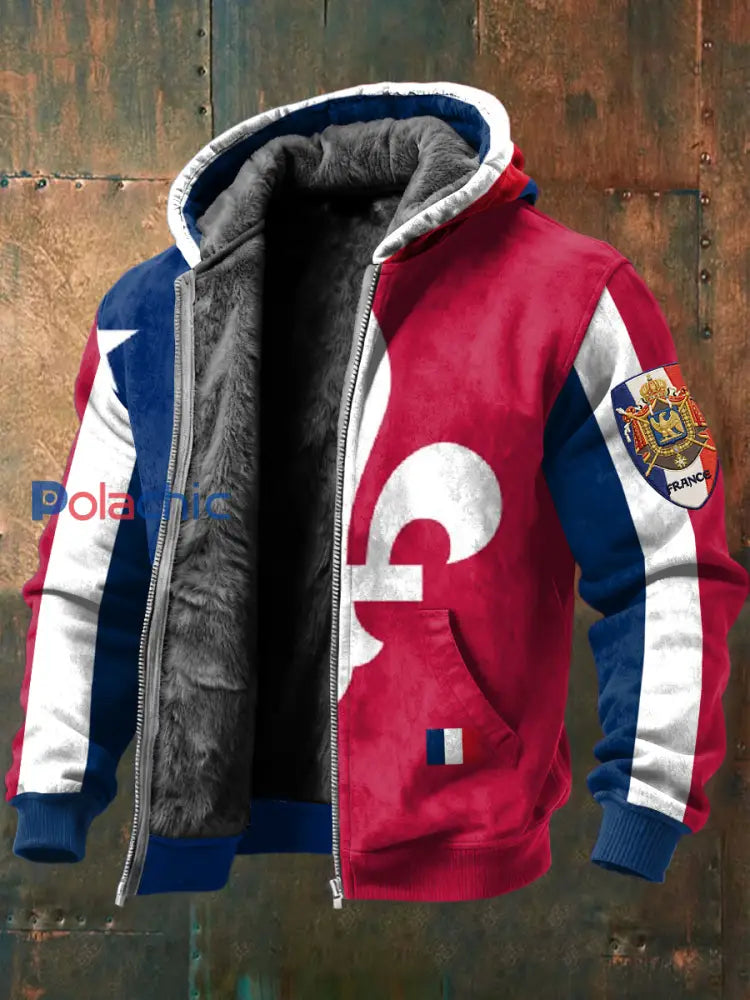 Veste à capuche rétro French Lily Icon Patchwork doublée de molleton Multicolore / S