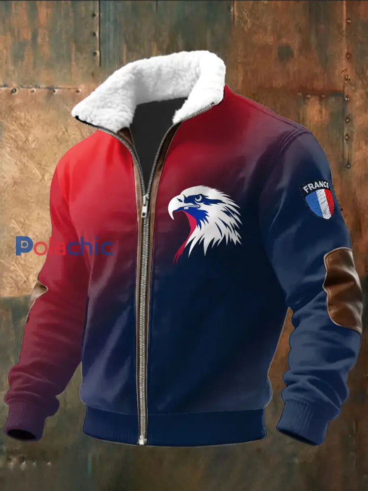 Veste à capuchon du sweat-shirt des hommes avec la conception de drapeau français de gradient Multicolore / S