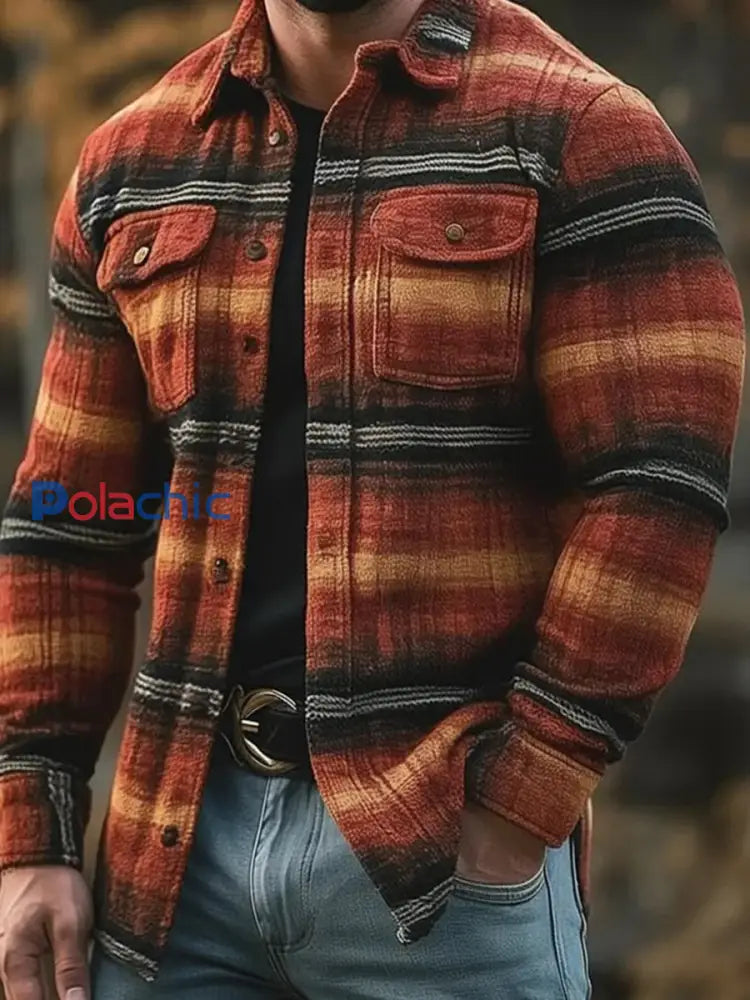 Veste à carreaux décontractée pour hommes comme image / S