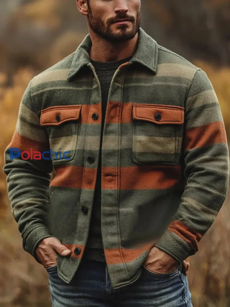 Veste à carreaux décontractée pour hommes comme image / S