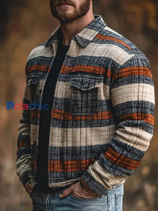 Veste à carreaux décontractée pour hommes comme image / S